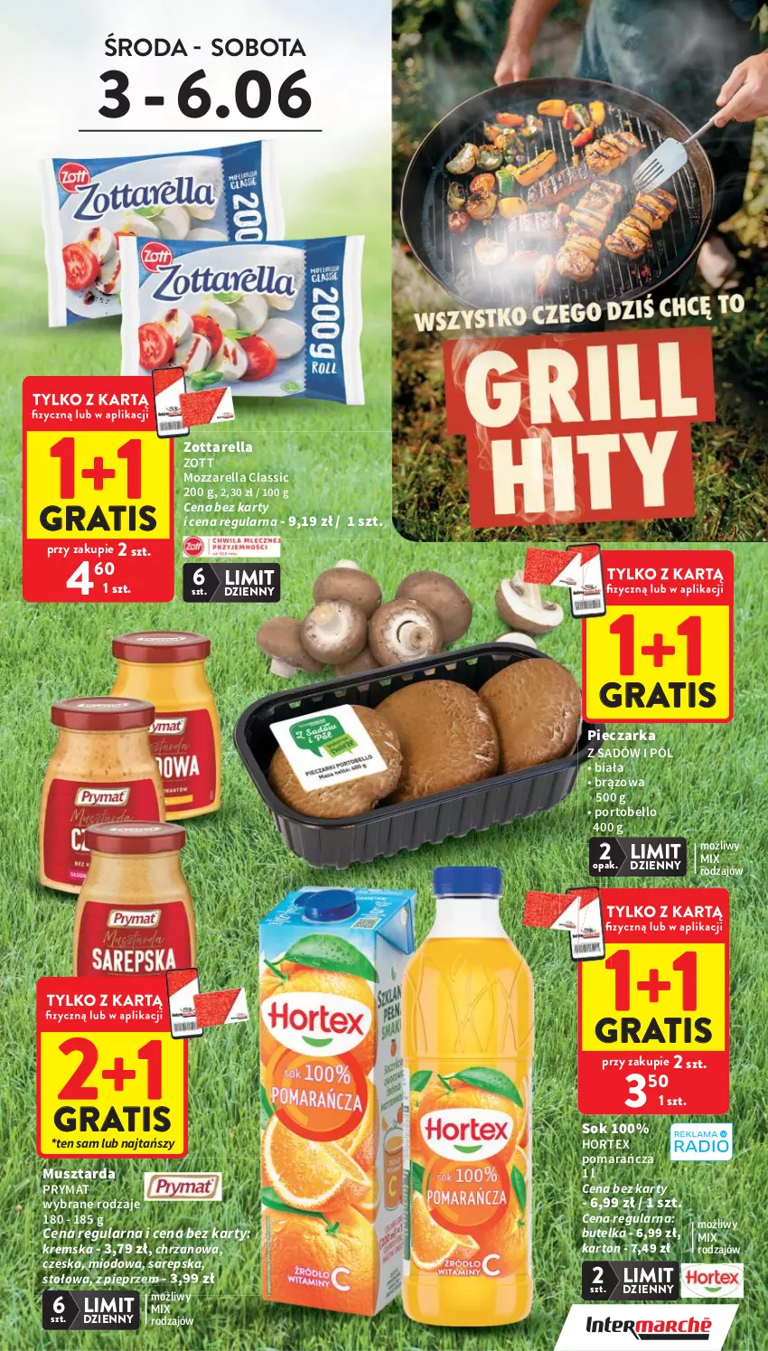 Gazetka promocyjna Intermarche - Gazetka promocyjna - ważna 03.06 do 10.06.2026 - strona 3 - produkty: Bell, Chrzan, Gra, Hortex, Mozzarella, Mus, Musztarda, Piec, Pieczarka, Pieprz, Por, Portobello, Prymat, Sok, Zott, Zottarella