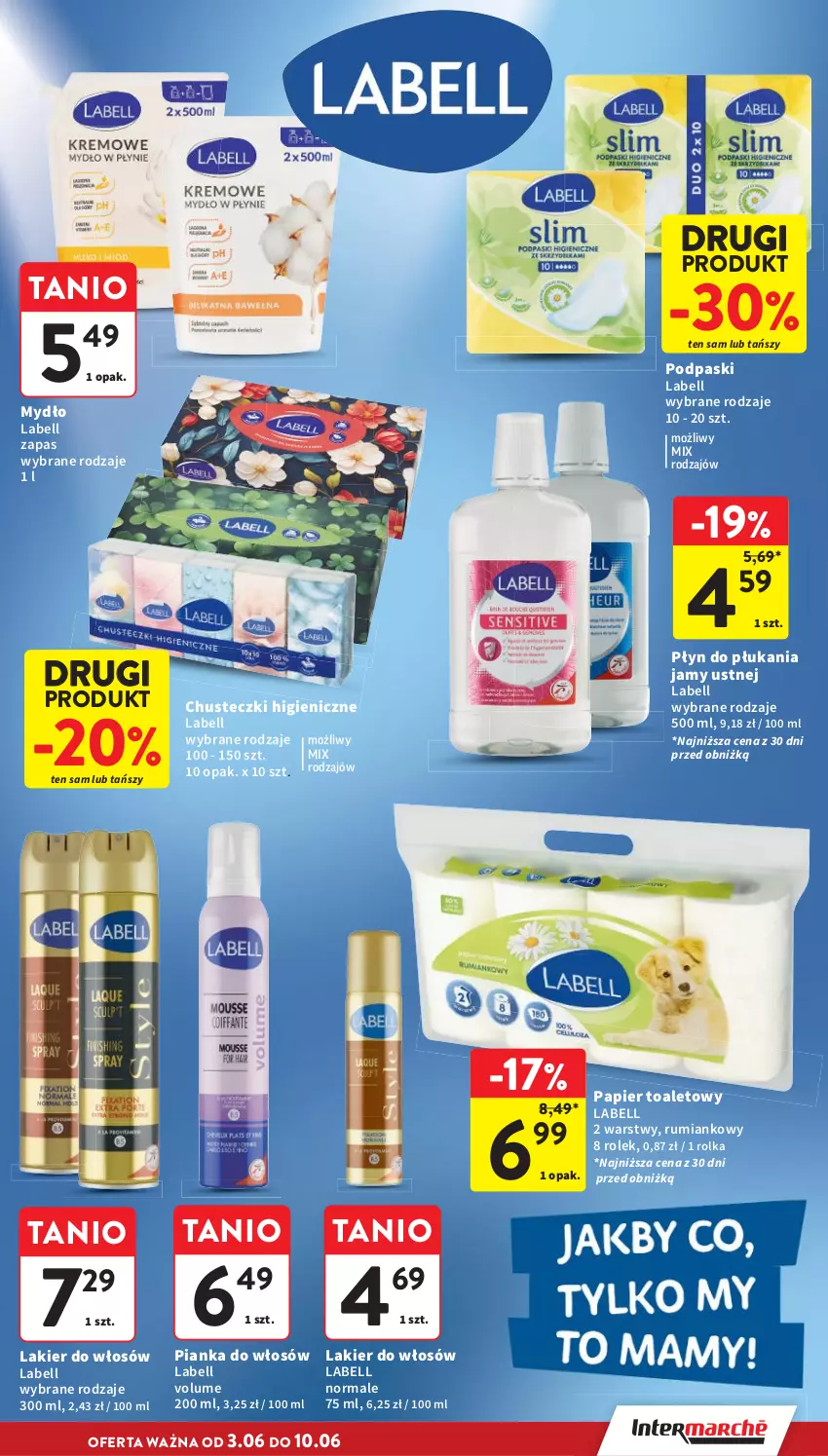 Gazetka promocyjna Intermarche - Gazetka promocyjna - ważna 03.06 do 10.06.2026 - strona 35 - produkty: Bell, Chusteczki, Lakier, Lakier do włosów, Mydło, Papier, Papier toaletowy, Pianka do włosów, Płyn do płukania, Płyn do płukania jamy ustnej, Podpaski, Rum