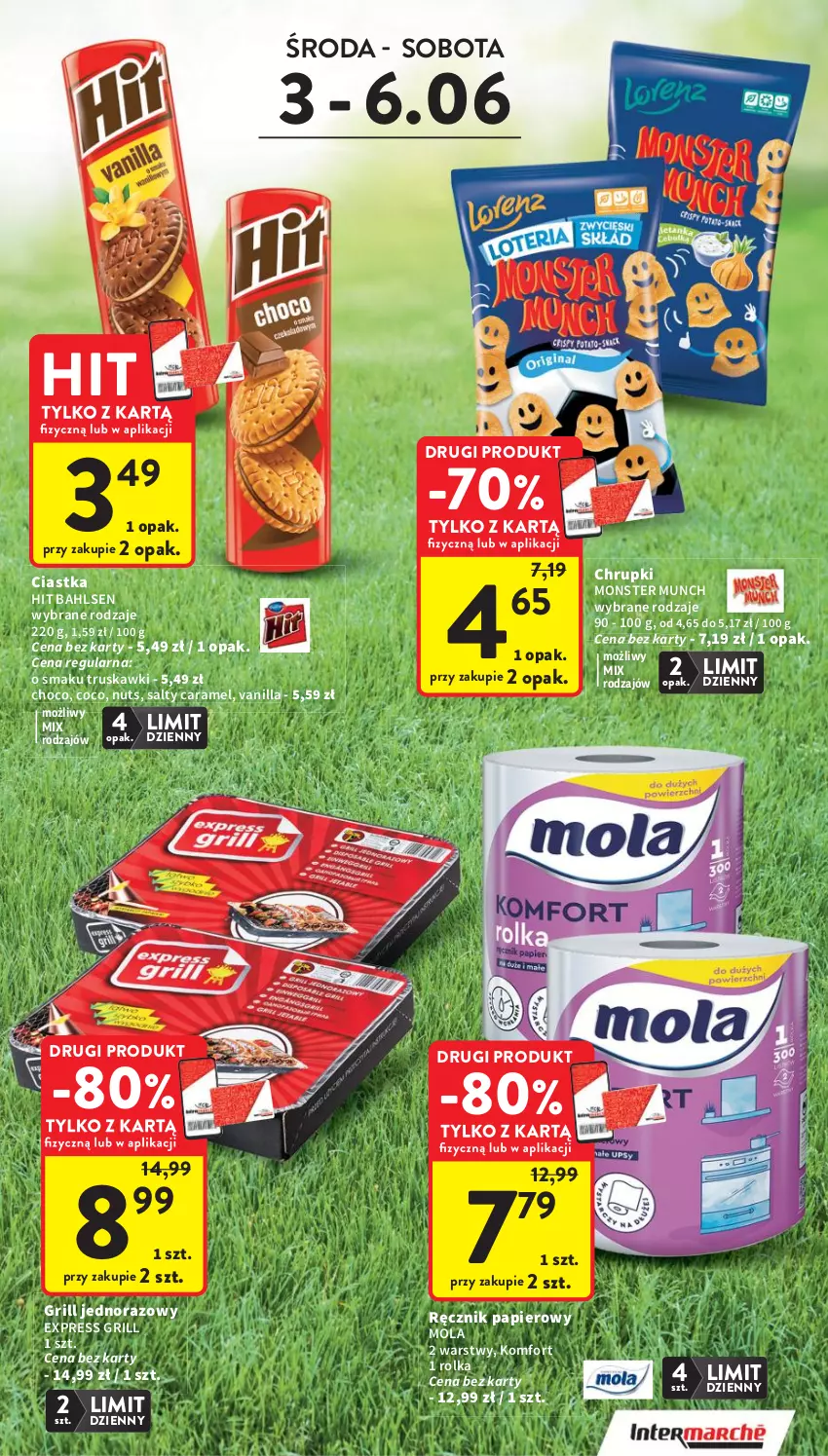 Gazetka promocyjna Intermarche - Gazetka promocyjna - ważna 03.06 do 10.06.2026 - strona 5 - produkty: Chrupki, Ciastka, Grill, Mola, Monster Munch, Papier, Ręcznik, Truskawki