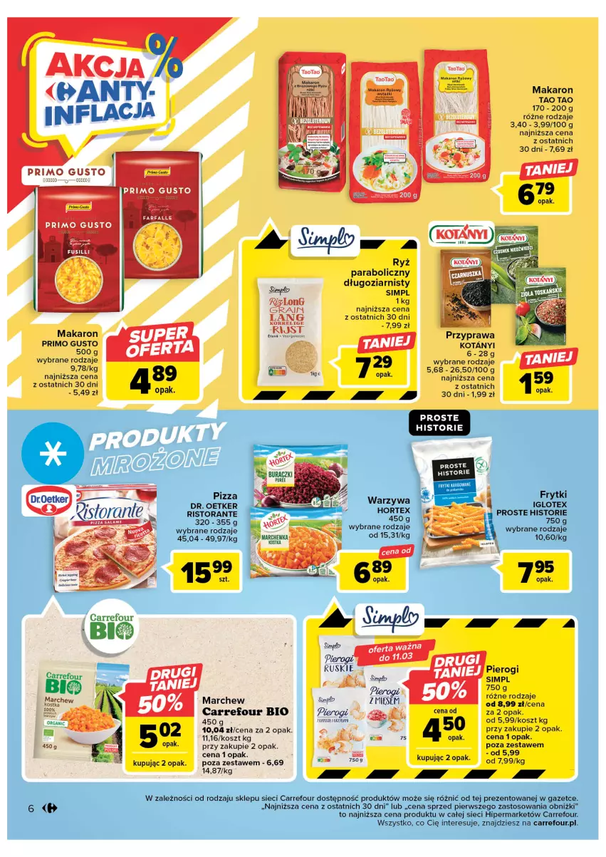 Gazetka promocyjna Carrefour - Gazetka Carrefour - ważna 07.03 do 18.03.2023 - strona 8 - produkty: Fa, Gra, Kosz, Makaron, Pierogi, Ryż, Warzywa