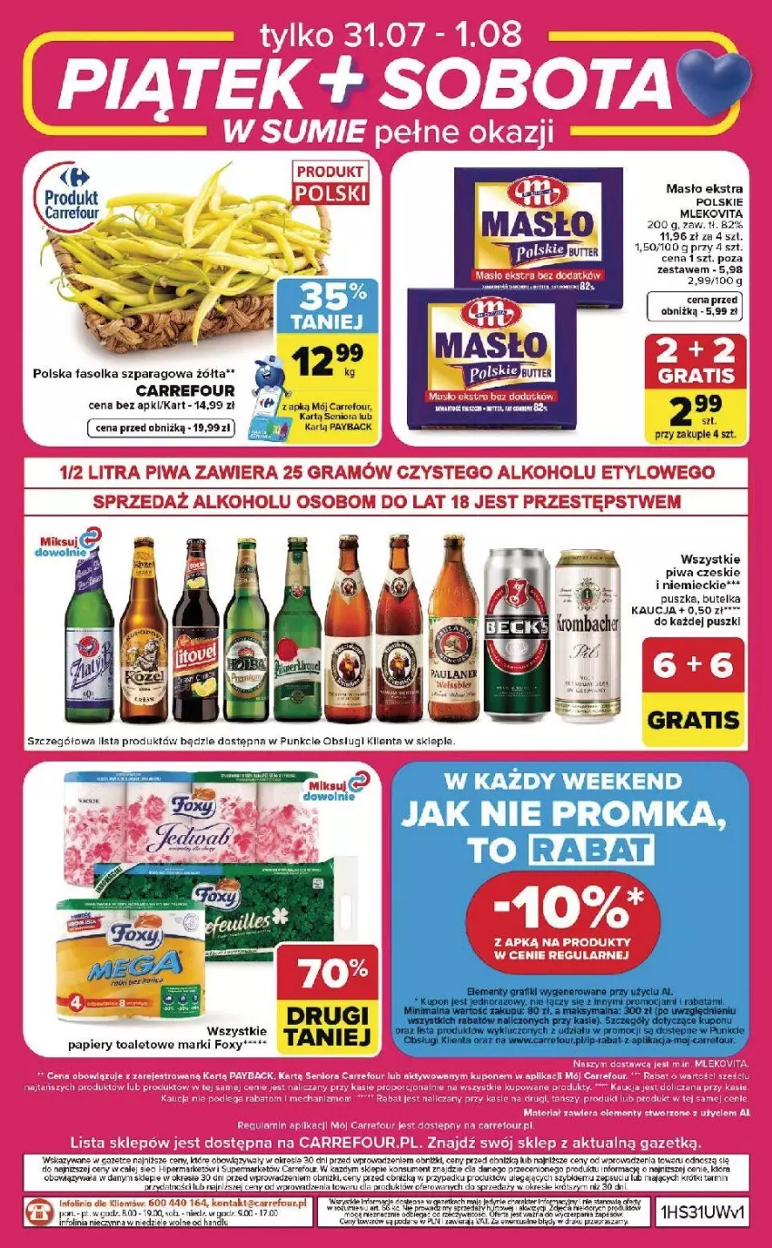 Gazetka promocyjna Carrefour - Gazetka Carrefour, Market w SUMIE od czwartku WEEKEND OKAZJI - ważna 30.07 do 01.08.2026 - strona 8 - produkty: Fa, Foxy, Gra, Isla, Koc, LG, Masło, Mleko, Papier, Piwa, Por