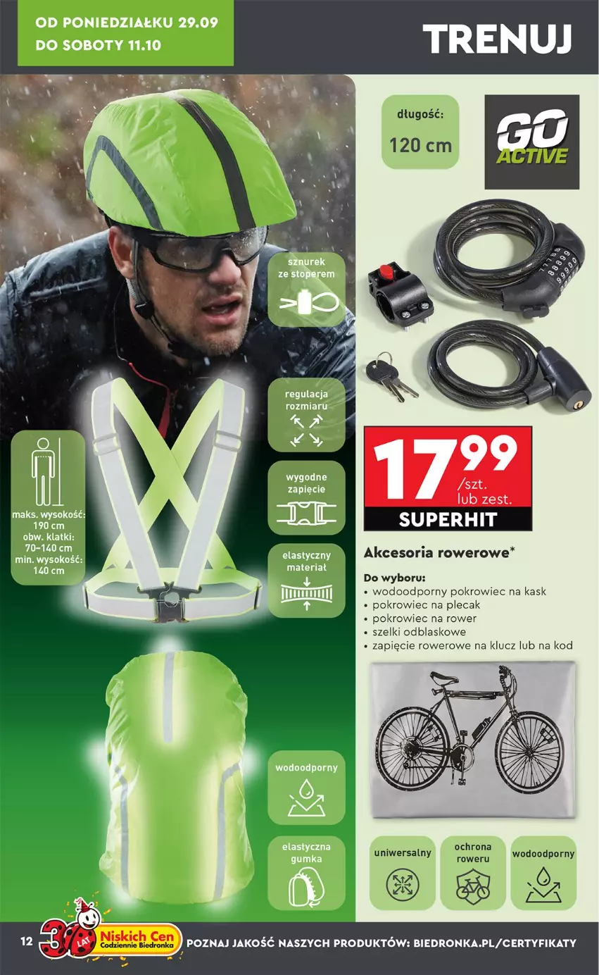 Gazetka promocyjna Biedronka - Okazje Tygodnia - ważna 29.09 do 11.10.2025 - strona 12 - produkty: Kask, Plecak, Pokrowiec, Por, Rower