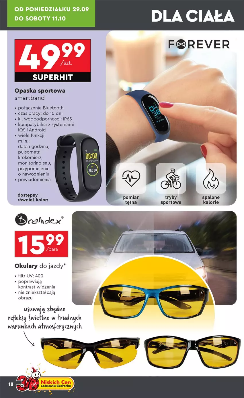Gazetka promocyjna Biedronka - Okazje Tygodnia - ważna 29.09 do 11.10.2025 - strona 18 - produkty: Krokomierz, Monitor, Obraz, Opaska, Por, Smartband, Sport