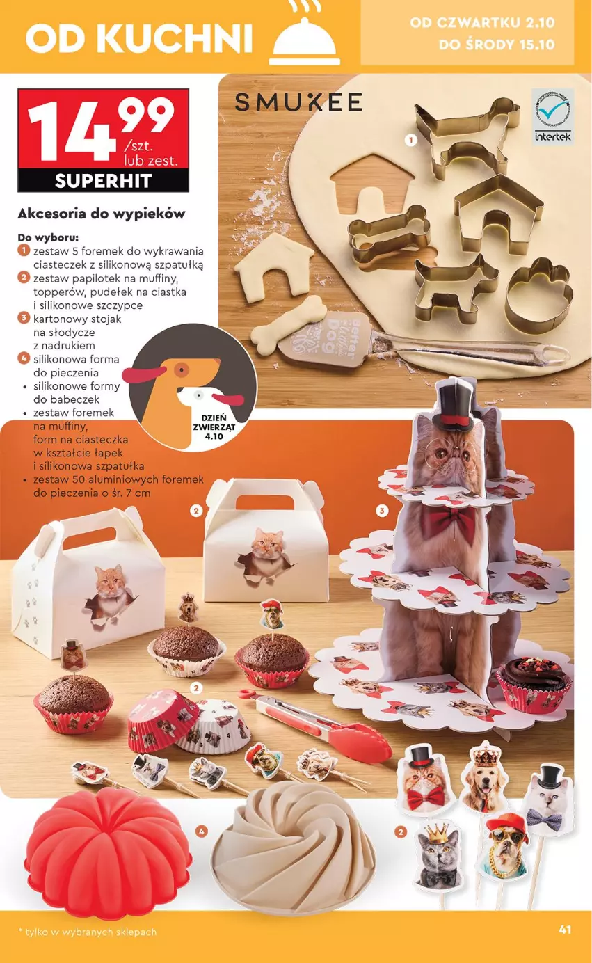 Gazetka promocyjna Biedronka - Okazje Tygodnia - ważna 29.09 do 11.10.2025 - strona 41 - produkty: Ciastka, Forma do pieczenia, Muffiny, Piec, Stojak, Szczypce, Szpatułka, Top