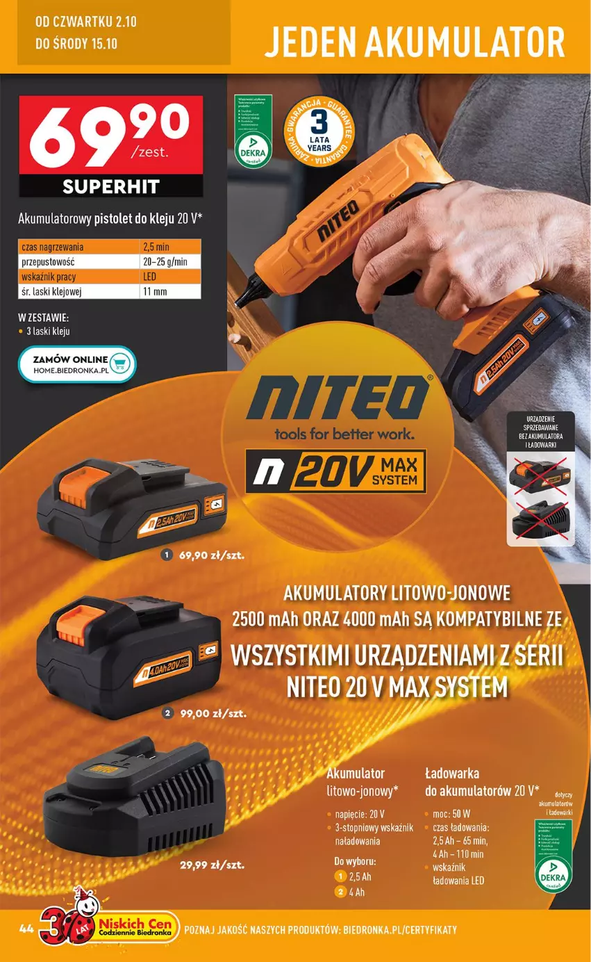 Gazetka promocyjna Biedronka - Okazje Tygodnia - ważna 29.09 do 11.10.2025 - strona 44 - produkty: Akumulator, Klej, LG, Pistolet, Sos, Top, Warka