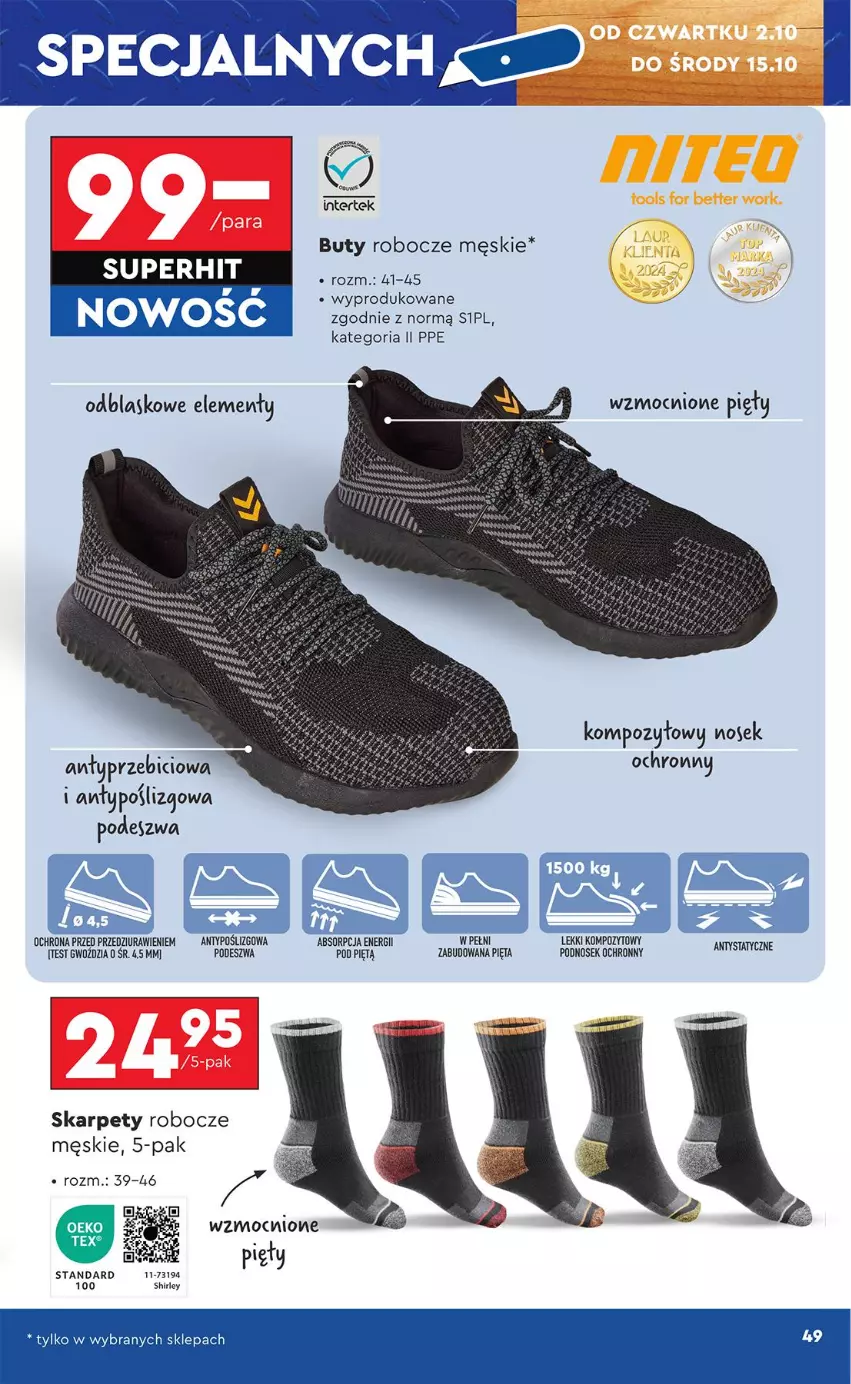 Gazetka promocyjna Biedronka - Okazje Tygodnia - ważna 29.09 do 11.10.2025 - strona 49 - produkty: BIC, Buty, Buty robocze, Karp