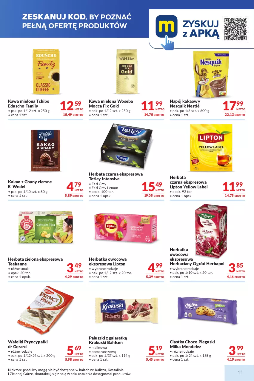 Gazetka promocyjna Makro - Mega oferty dla Twojego Sklepu - ważna 23.06 do 07.07.2026 - strona 11 - produkty: Ciastka, Dr Gerard, E. Wedel, Earl Grey, Fa, Gala, Herbapol, Herbata, Herbata czarna, Kakao, Kawa, Kawa mielona, Kosz, Krakus, Krakuski, Lipton, Milka, Mocca Fix Gold, Napój, Nesquik, Nestlé, Ogród, Szal, Tchibo, Teekanne, Tetley, Woseba