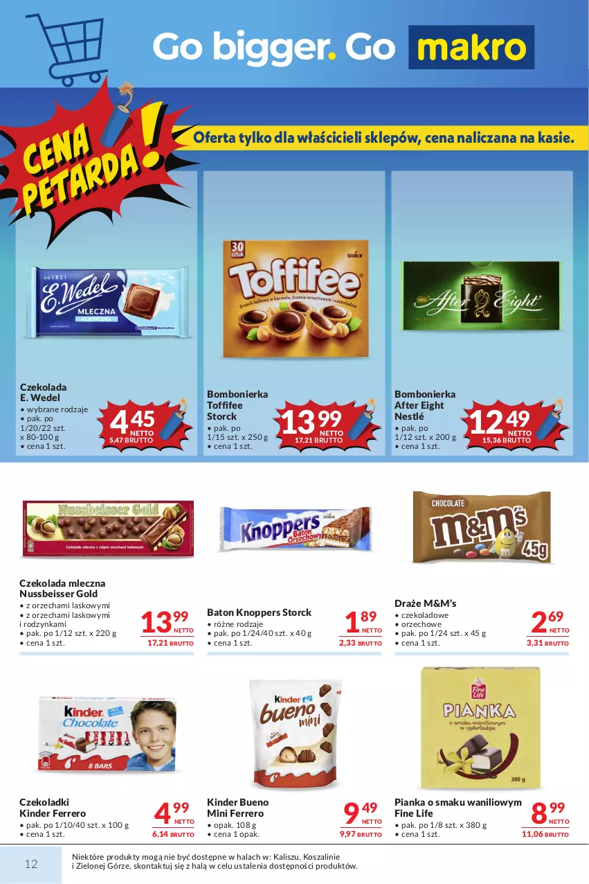 Gazetka promocyjna Makro - Mega oferty dla Twojego Sklepu - ważna 23.06 do 07.07.2026 - strona 12 - produkty: Baton, Czekolada, Czekolada mleczna, E. Wedel, Ferrero, Kinder, Kinder Bueno, Knoppers, Kosz, Nestlé, Ser, Szal, Toffifee