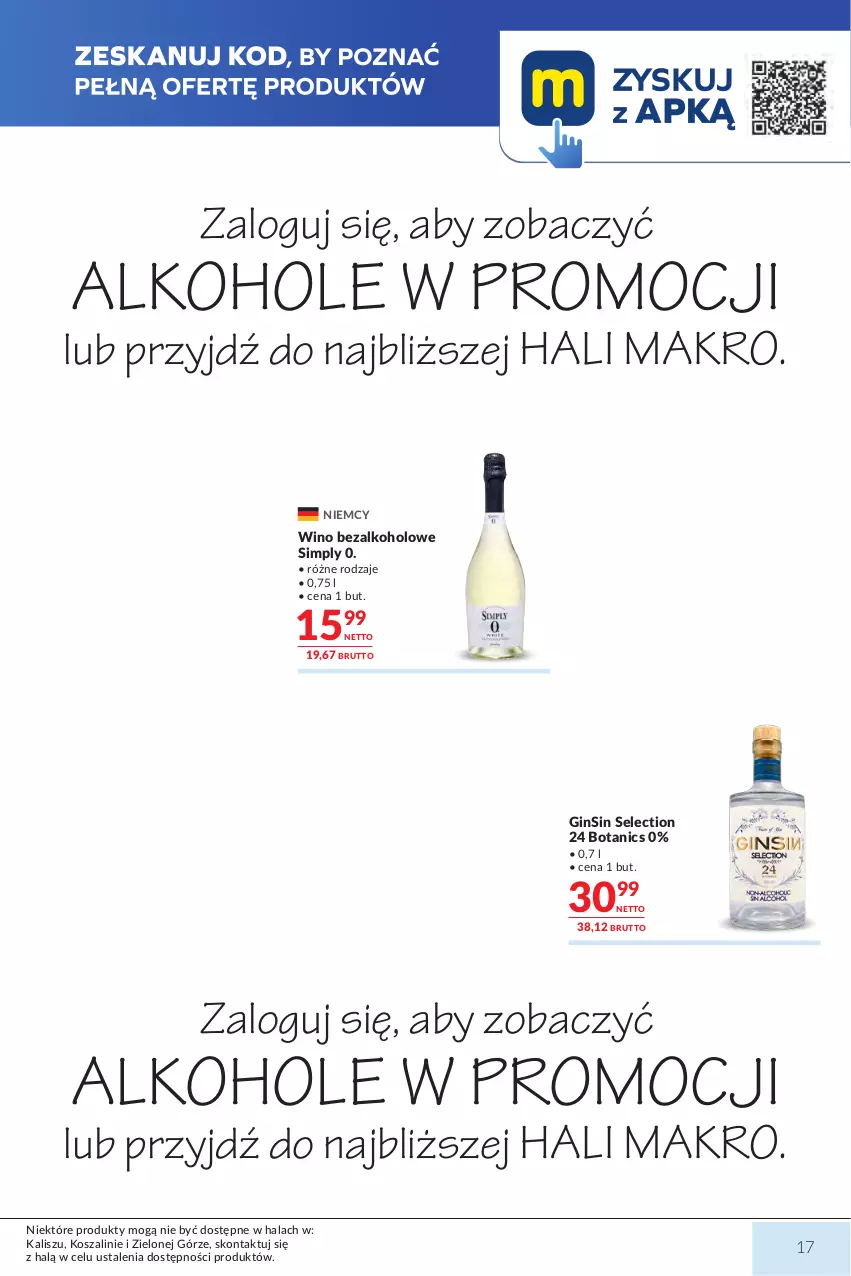 Gazetka promocyjna Makro - Mega oferty dla Twojego Sklepu - ważna 23.06 do 07.07.2026 - strona 17 - produkty: Alkohole, Gin, JBL, Kosz, Likier, Mus, Napój, Por, Prosecco, Sauvignon Blanc, Shiraz, Szal, Wino, Wino bezalkoholowe, Wino musujące