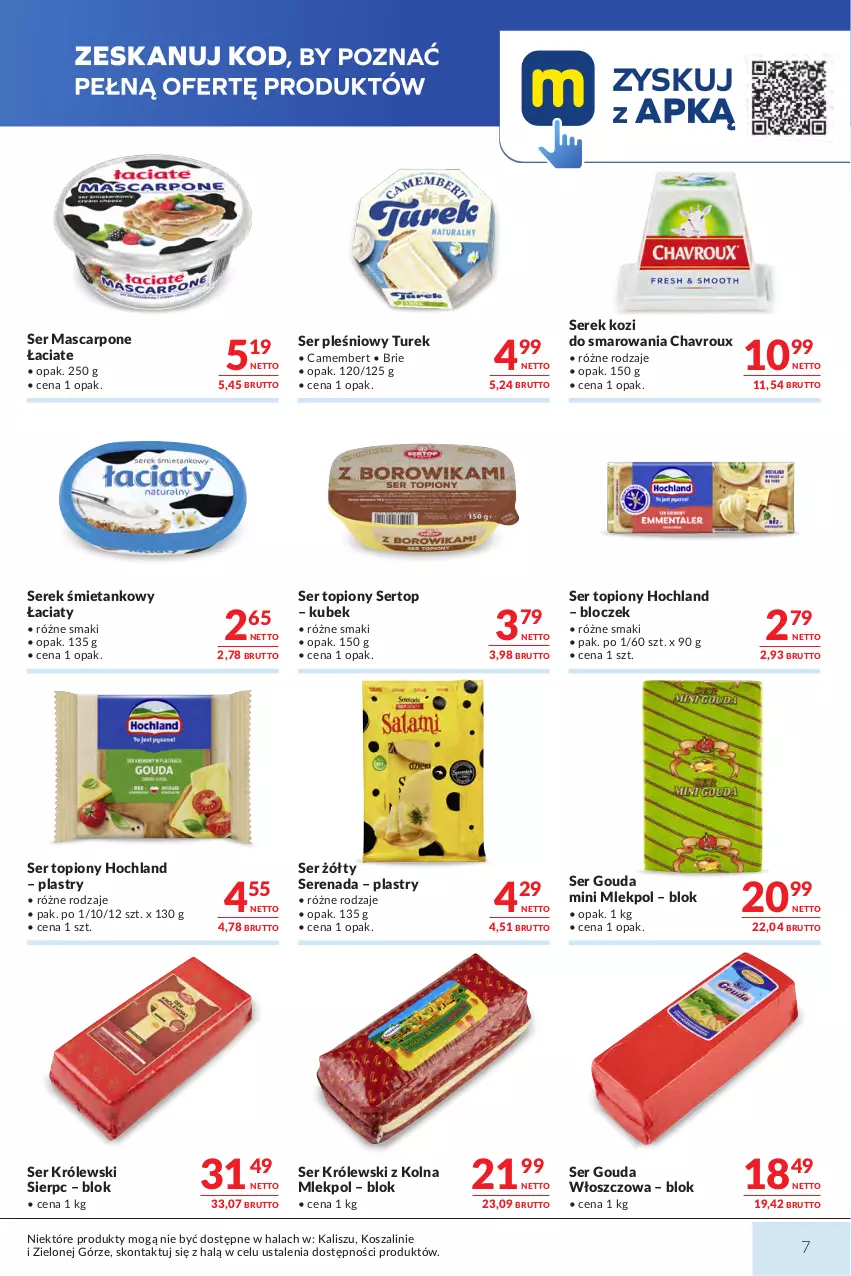 Gazetka promocyjna Makro - Mega oferty dla Twojego Sklepu - ważna 23.06 do 07.07.2026 - strona 7 - produkty: Brie, Camembert, Gouda, Hochland, Kosz, Królewski, Kubek, Mascarpone, Ser, Ser pleśniowy, Ser topiony, Serek, Szal, Top