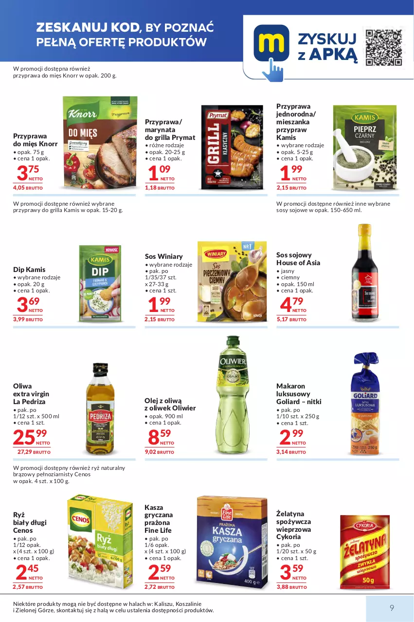 Gazetka promocyjna Makro - Mega oferty dla Twojego Sklepu - ważna 23.06 do 07.07.2026 - strona 9 - produkty: Cenos, Gin, Goliard, Grill, Gry, House of Asia, Kamis, Kasza, Kasza gryczana, Knorr, Kosz, Makaron, Olej, Oliwa, Prymat, Przyprawy, Ryż, Ryż biały, Ryż naturalny, Sos, Sos sojowy, Szal, Winiary