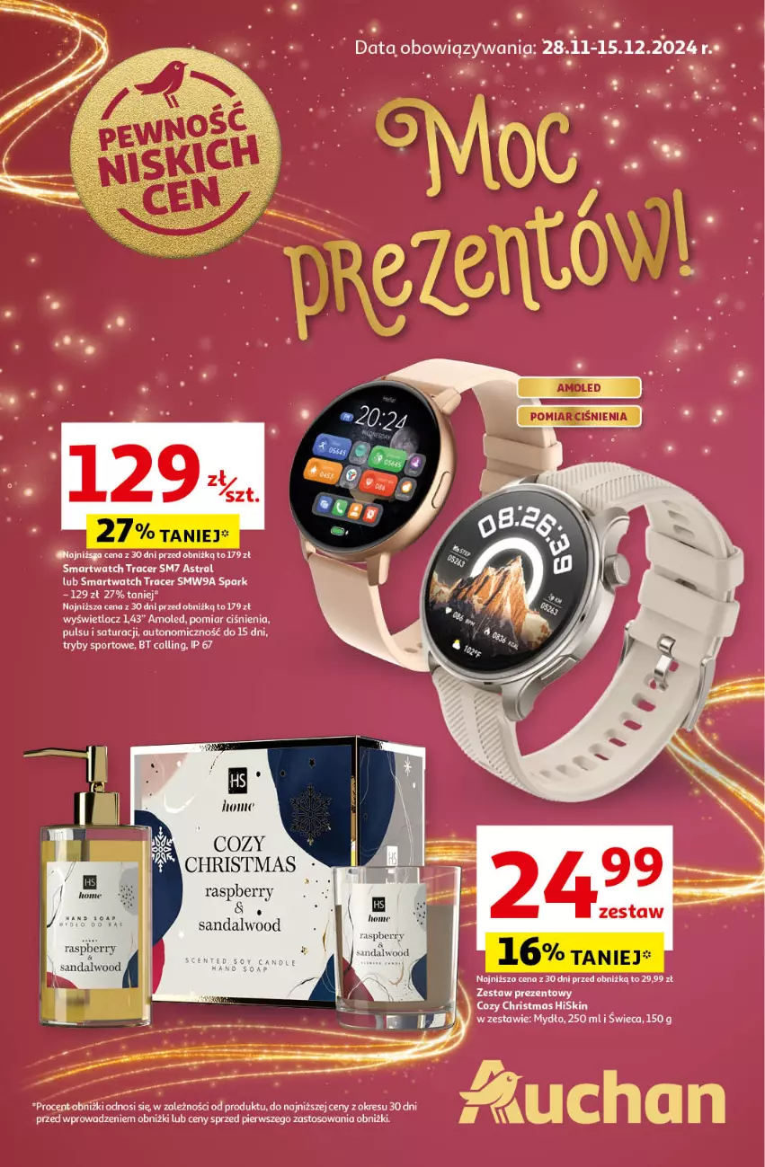 Gazetka promocyjna Auchan - Katalog Moc prezentów Hipermarket - ważna 28.11 do 15.12.2024 - strona 1 - produkty: Acer, Amol, Mydło, Por, Smartwatch, Sport