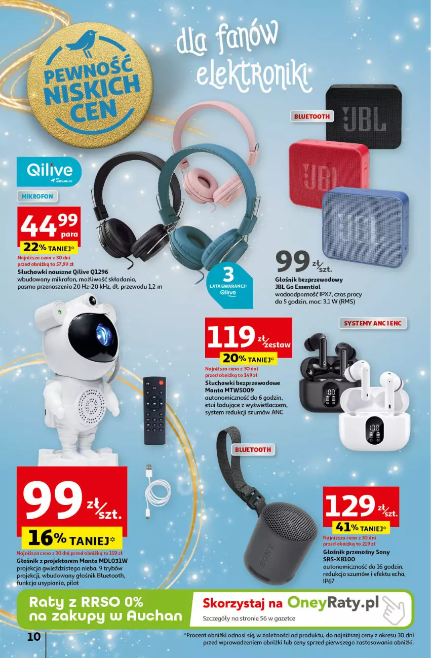 Gazetka promocyjna Auchan - Katalog Moc prezentów Hipermarket - ważna 28.11 do 15.12.2024 - strona 10 - produkty: Głośnik, Głośnik bluetooth, JBL, Manta, Mikrofon, Por, Słuchawki, Słuchawki bezprzewodowe, Sony