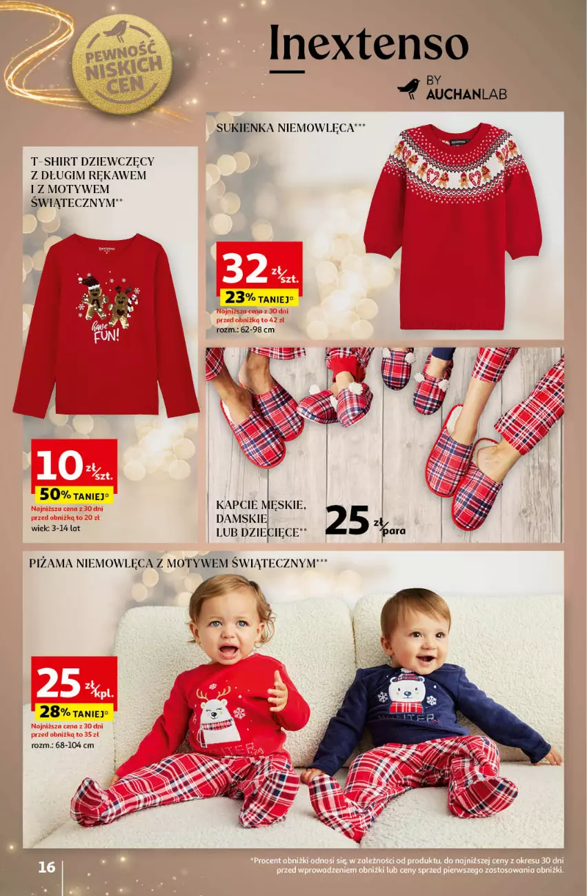 Gazetka promocyjna Auchan - Katalog Moc prezentów Hipermarket - ważna 28.11 do 15.12.2024 - strona 16 - produkty: Dzieci, Kapcie, Piżama, Sukienka, T-shirt