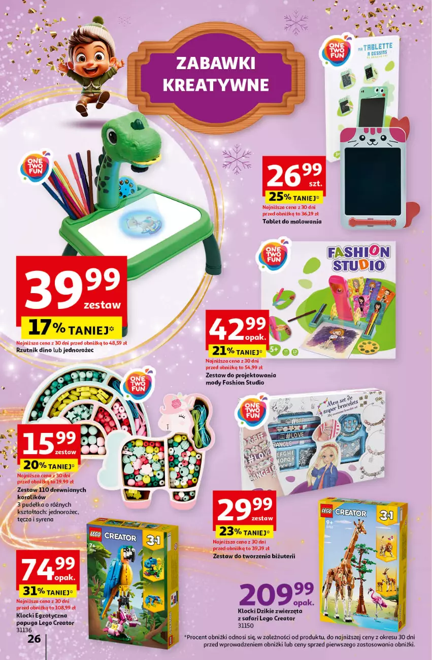 Gazetka promocyjna Auchan - Katalog Moc prezentów Hipermarket - ważna 28.11 do 15.12.2024 - strona 26 - produkty: Fa, Jednorożec, Klocki, LEGO, LEGO Creator, Tablet, Zwierzęta