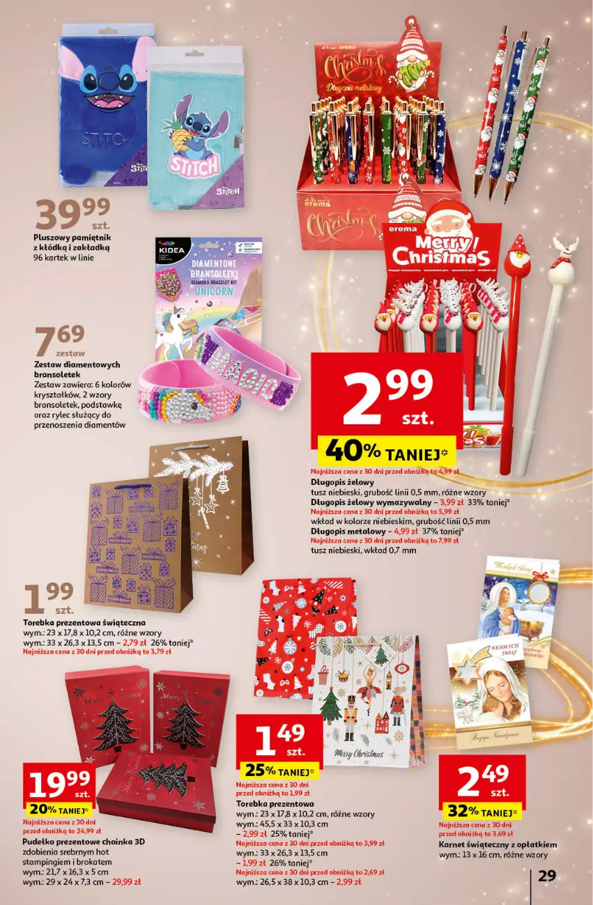 Gazetka promocyjna Auchan - Katalog Moc prezentów Hipermarket - ważna 28.11 do 15.12.2024 - strona 29 - produkty: Choinka, Długopis, Fa, Inka, Pamiętnik, Pudełko, Torebka, Tusz