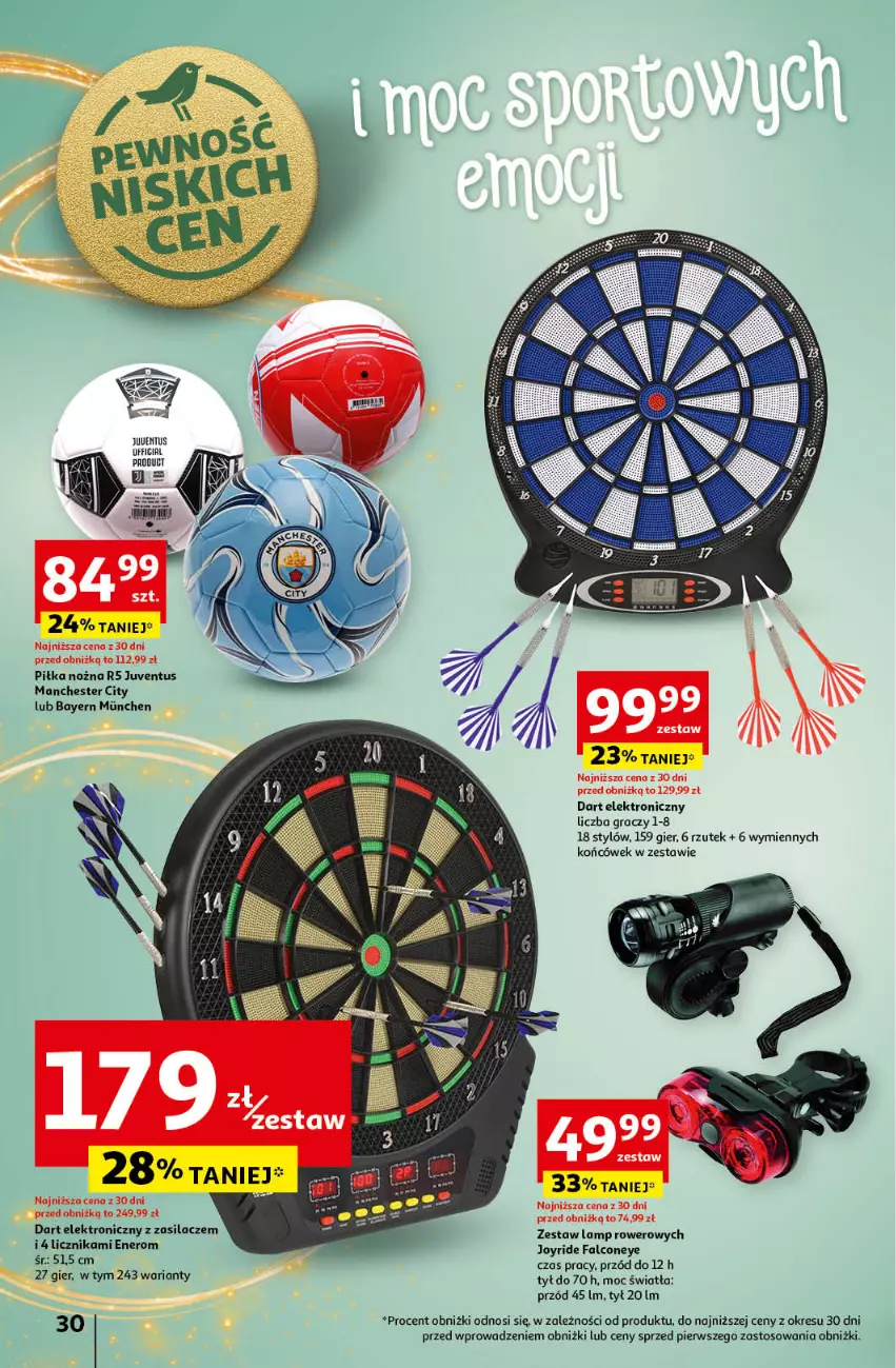 Gazetka promocyjna Auchan - Katalog Moc prezentów Hipermarket - ważna 28.11 do 15.12.2024 - strona 30 - produkty: Alcon, Dart elektroniczny, Fa, Gra, Noż, Piłka nożna, Rower