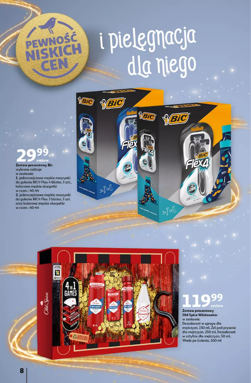 Gazetka promocyjna Auchan - Katalog Moc prezentów Hipermarket - ważna 28.11 do 15.12.2024 - strona 8 - produkty: BIC, Dezodorant, Karp, Old Spice, Skarpetki, Woda, Woda po goleniu, Zestaw prezentowy