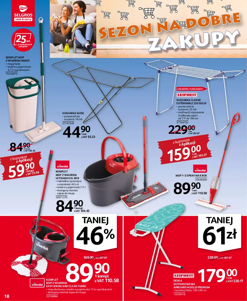 Gazetka promocyjna Selgros - Oferta przemysłowa - ważna 11.08 do 24.08.2022 - strona 18 - produkty: Deska do prasowania, Mop, Rama, Suszarka, Wiadro