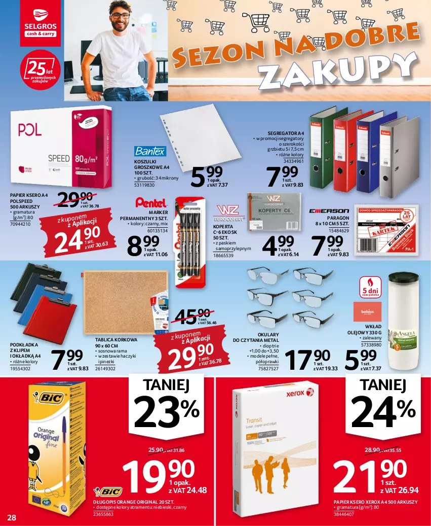 Gazetka promocyjna Selgros - Oferta przemysłowa - ważna 11.08 do 24.08.2022 - strona 28 - produkty: Długopis, Gin, Gra, Haczyk, Kosz, Marker, Mop, Okulary do czytania, Olej, Papier, Podkład, Podkładka, Rama, Ser, Sos, Wkład olejowy