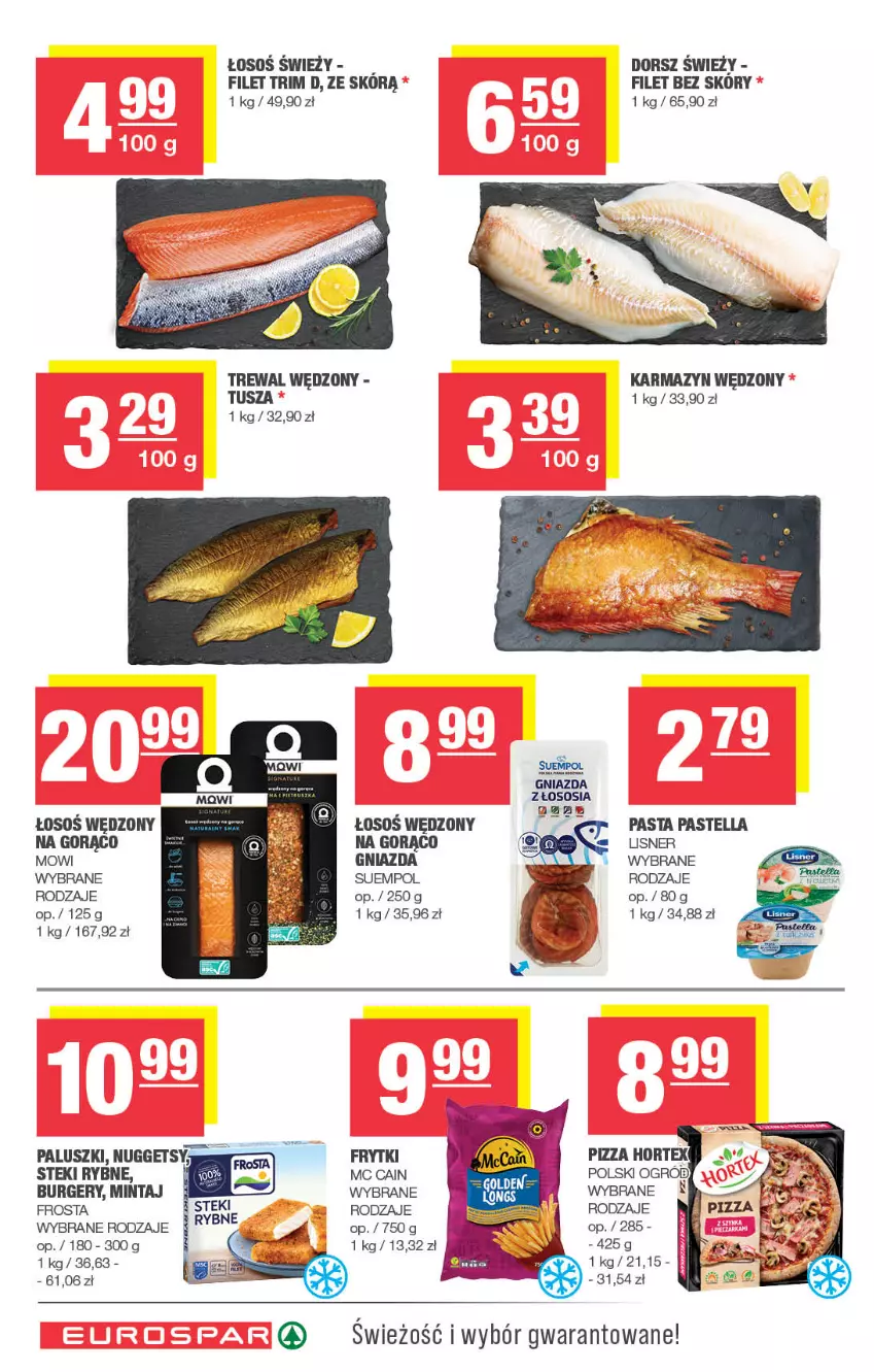 Gazetka promocyjna Spar - EuroSpar - ważna 27.07 do 06.08.2025 - strona 10 - produkty: Burger, Dorsz, Frosta, Karmazyn wędzony, Lisner, Mintaj, Pastella, Sos, Stek, Suempol, Tusz