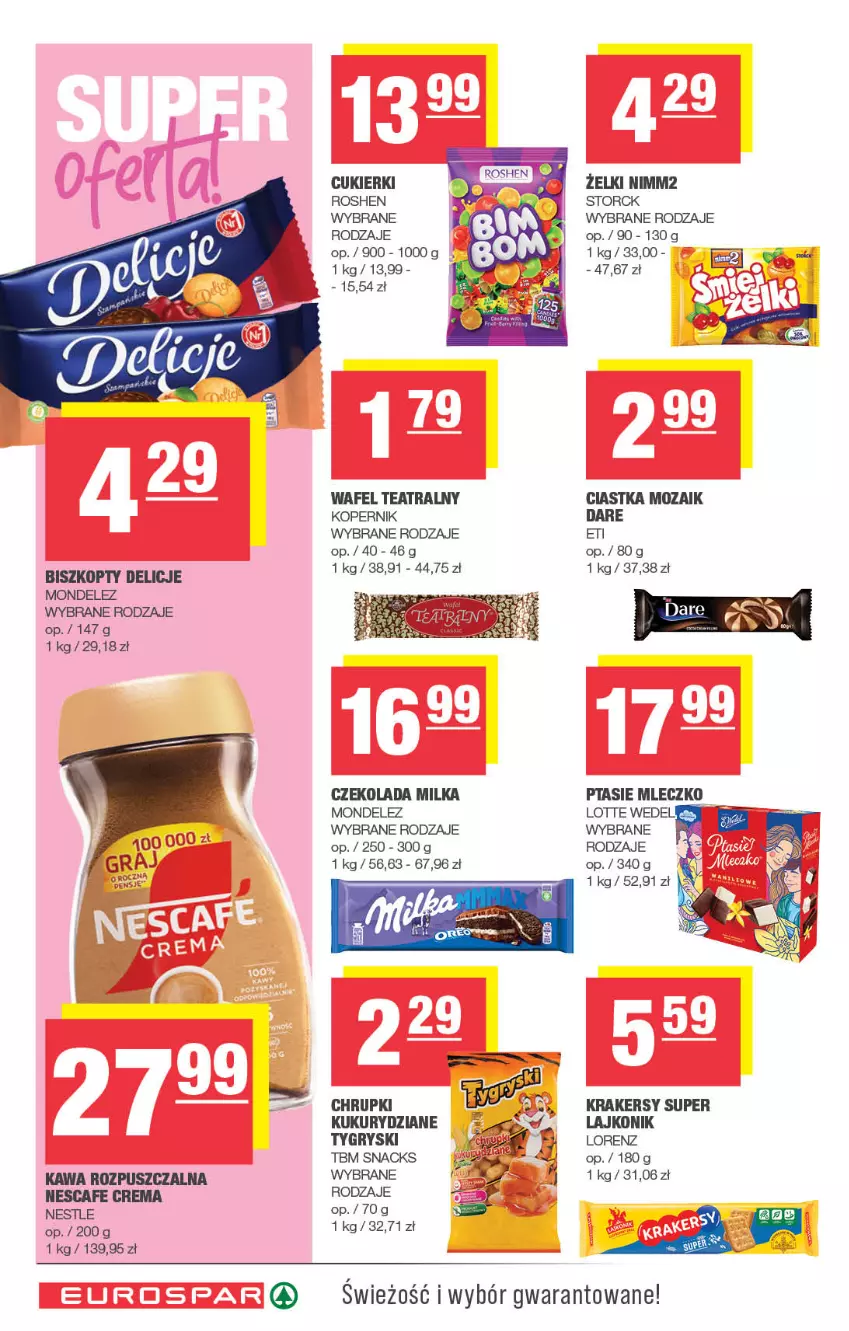 Gazetka promocyjna Spar - EuroSpar - ważna 27.07 do 06.08.2025 - strona 12 - produkty: Biszkopty, Chrupki, Ciastka, Cukier, Cukierki, Czekolada, Delicje, Gry, Kawa, Kawa rozpuszczalna, Krakersy, Lajkonik, Lorenz, Milka, Mleczko, Nimm2, Ptasie mleczko