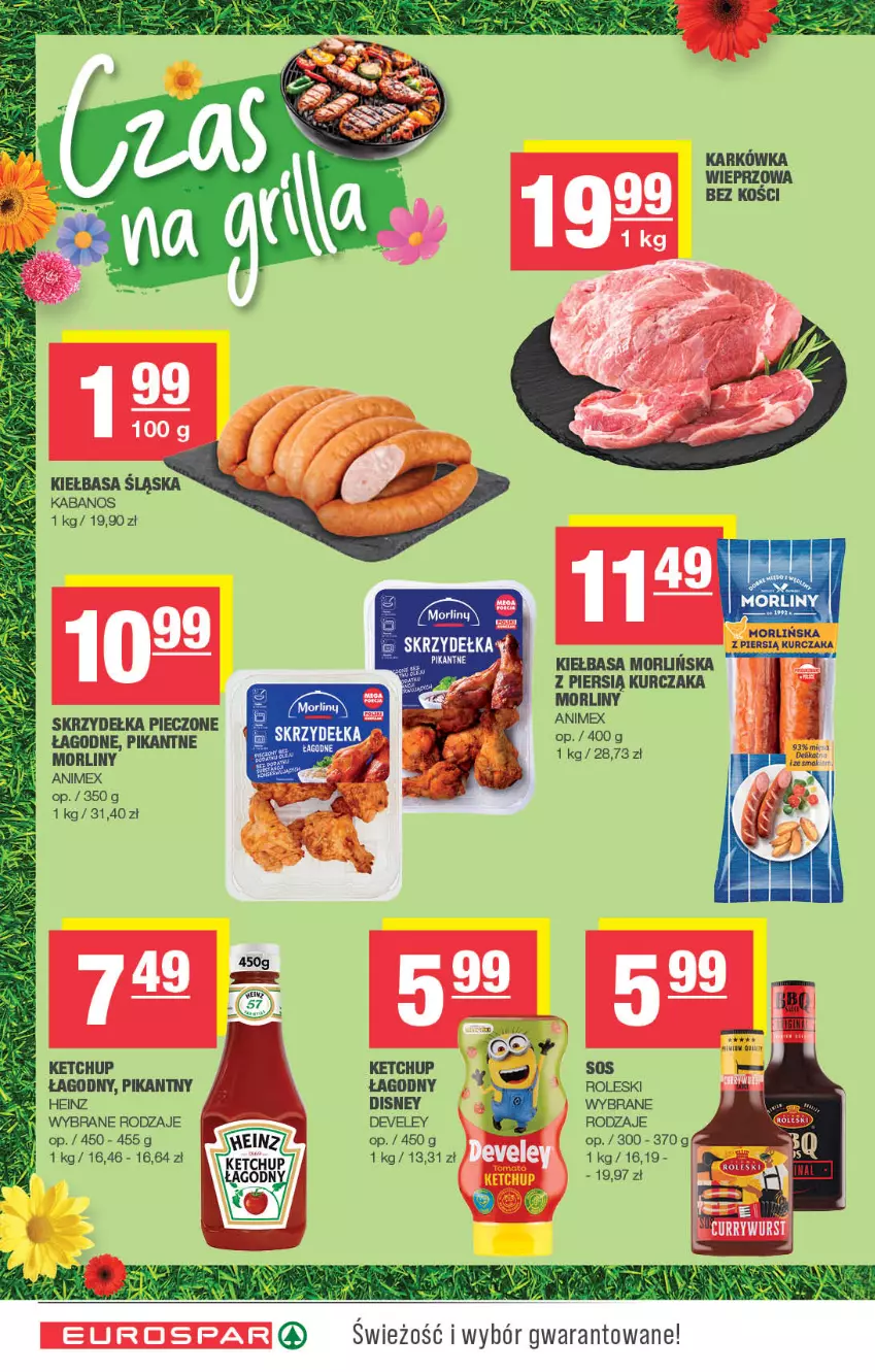 Gazetka promocyjna Spar - EuroSpar - ważna 27.07 do 06.08.2025 - strona 8 - produkty: Disney, Heinz, Kabanos, Karkówka wieprzowa, Ketchup, Kiełbasa, Kiełbasa śląska, Kurczak, Morliny, Piec, Skrzydełka pieczone