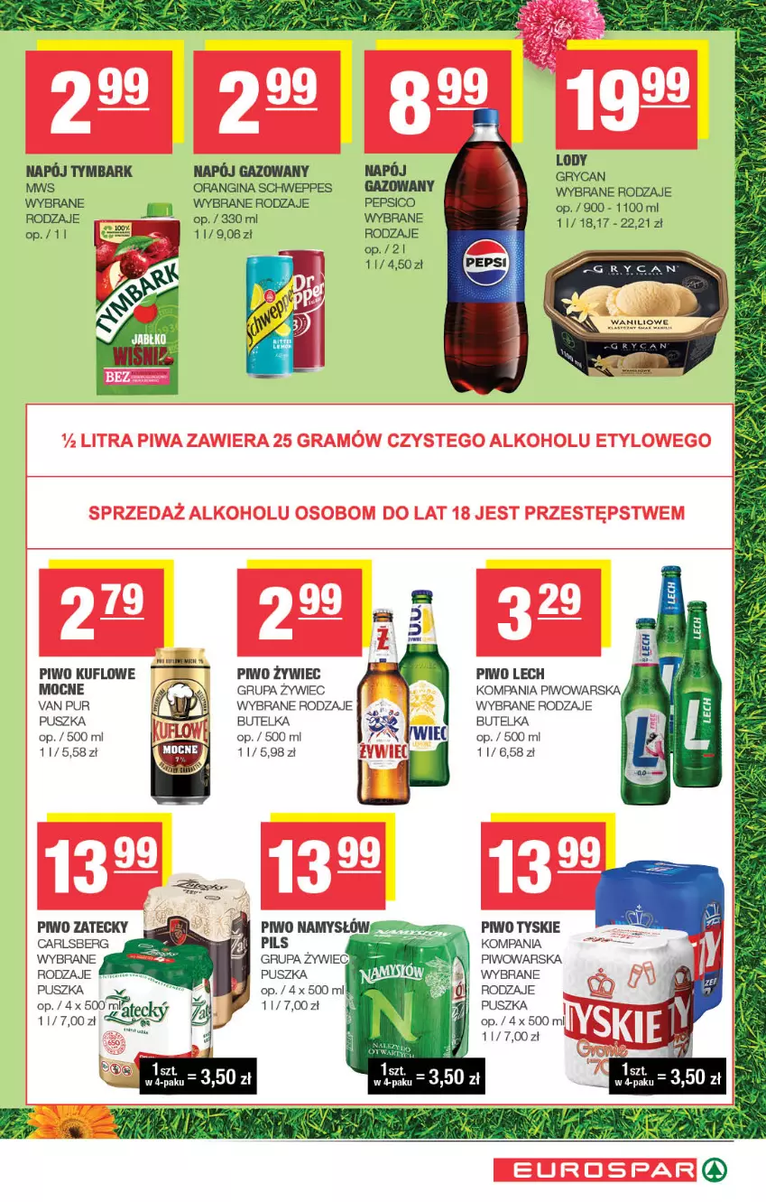 Gazetka promocyjna Spar - EuroSpar - ważna 27.07 do 06.08.2025 - strona 9 - produkty: Carlsberg, Gin, Gry, Lody, Napój, Napój gazowany, Pepsi, Piwo, Pur, Schweppes, Tyskie