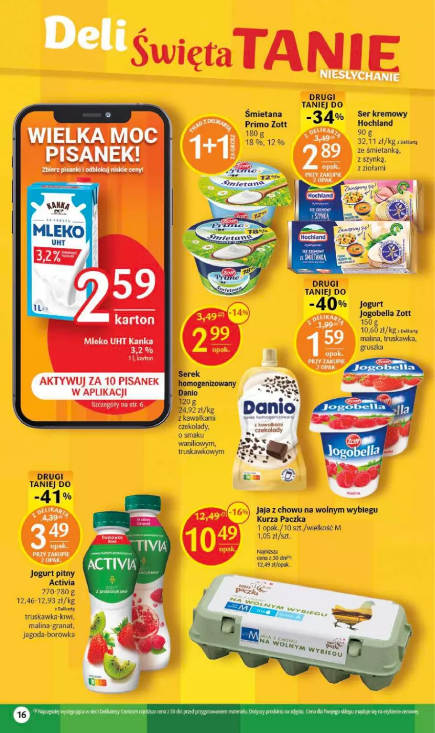 Gazetka promocyjna Delikatesy Centrum - Gazetka DC12 - ważna 23.03 do 29.03.2023 - strona 16 - produkty: Activia, Bell, Bella, Borówka, Danio, Gra, Granat, Hochland, Jaja, Jogobella, Jogurt, Jogurt pitny, Kawa, Kiwi, Ser, Serek, Zott