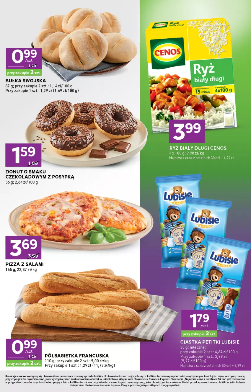 Gazetka promocyjna Stokrotka - Stokrotka Express - ważna 31.07 do 06.08.2025 - strona 3 - produkty: Bagietka, Bułka, Ciastka, Donut, Lubisie, Mięso, Owoce, Pizza, Salami