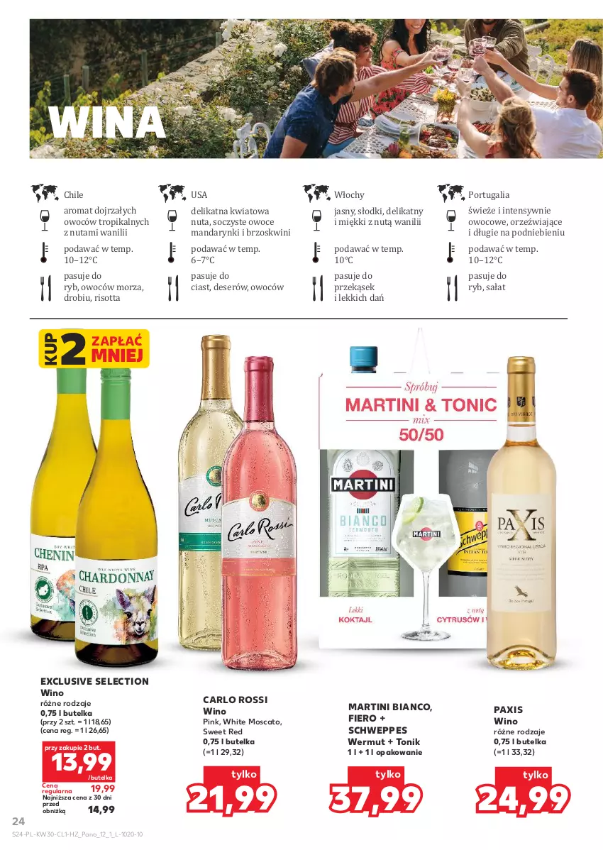Gazetka promocyjna Kaufland - Barek Kauflandu - ważna 23.07 do 05.08.2026 - strona 24 - produkty: Carlo Rossi, Deser, Mandarynki, Martini, Owoce, Pax, Por, Sałat, Schweppes, Ser, Tonik, Wino