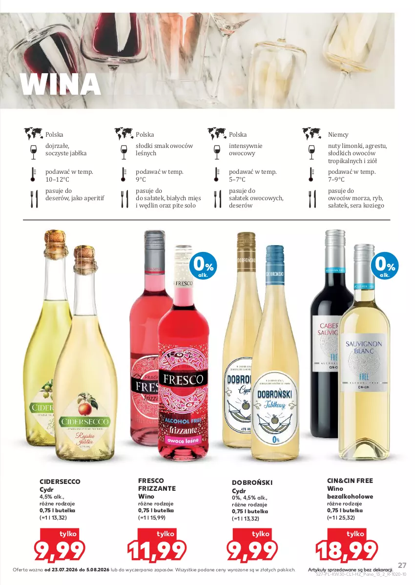 Gazetka promocyjna Kaufland - Barek Kauflandu - ważna 23.07 do 05.08.2026 - strona 27 - produkty: Deser, Fresco, Gres, Jabłka, Nuty, Sałat, Ser, Wino, Wino bezalkoholowe