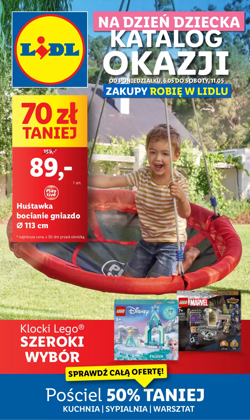 Gazetka promocyjna Lidl - GAZETKA - ważna 06.05 do 11.05.2024 - strona 1 - produkty: Huśtawka, Klocki, Kuchnia, LEGO, Pościel, Sypialnia