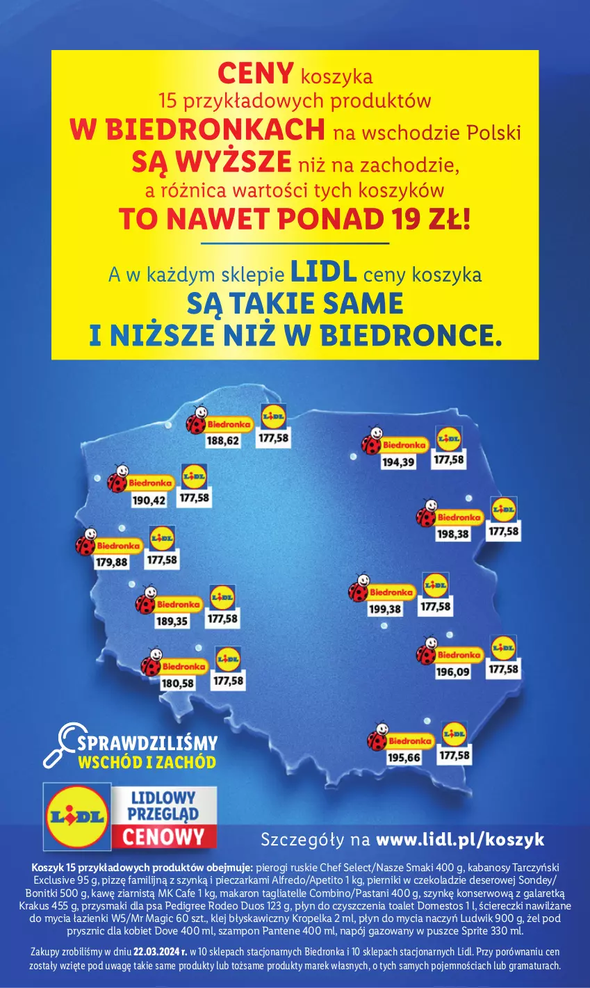 Gazetka promocyjna Lidl - GAZETKA - ważna 06.05 do 11.05.2024 - strona 3 - produkty: Bonitki, Deser, Do mycia naczyń, Domestos, Dove, Fa, Gala, Gra, Kabanos, Klej, Kosz, Krakus, Ludwik, Makaron, Napój, Napój gazowany, Pantene, Pedigree, Piec, Pieczarka, Piernik, Pierniki w czekoladzie, Pierogi, Płyn do mycia, Płyn do mycia naczyń, Por, Przysmaki, Rama, Ser, Sprite, Szampon, Tagliatelle, Tarczyński