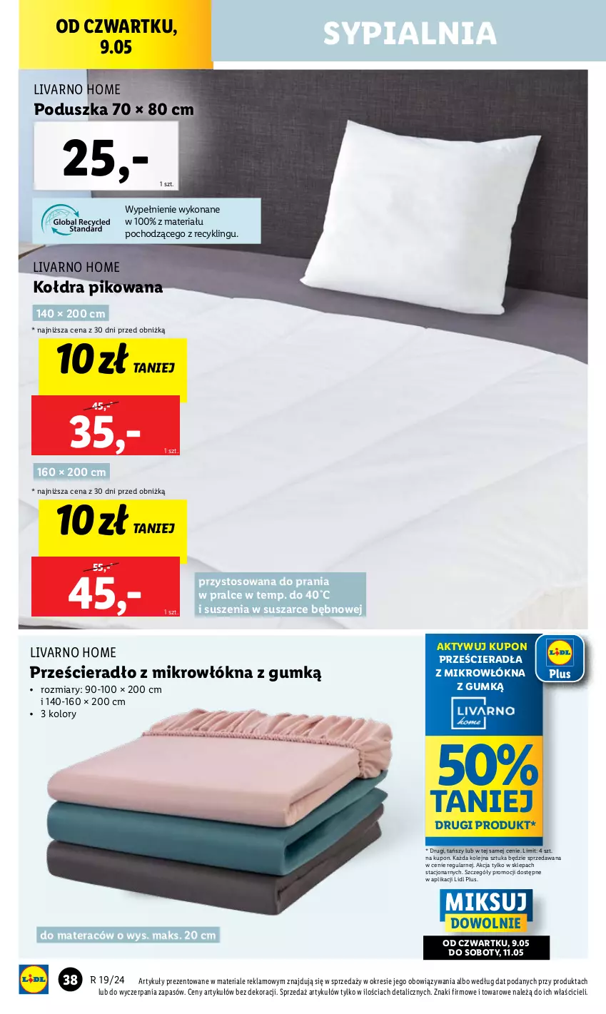 Gazetka promocyjna Lidl - GAZETKA - ważna 06.05 do 11.05.2024 - strona 50 - produkty: Control, Ivar, Kołdra, Materac, Olej, Poduszka, Prześcieradło, Sypialnia, Tera