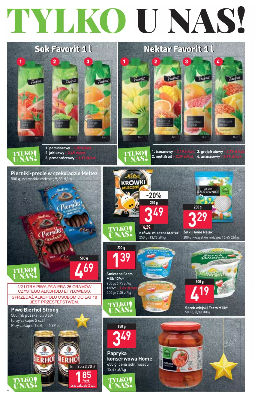 Gazetka promocyjna Stokrotka - Market - ważna 16.12 do 21.12.2021 - strona 6 - produkty: Ananas, Fa, Farm Milk, Gra, Grejpfrut, Krówki mleczne, Papryka, Piernik, Piwa, Piwo, Precle, Ser, Serek, Serek wiejski