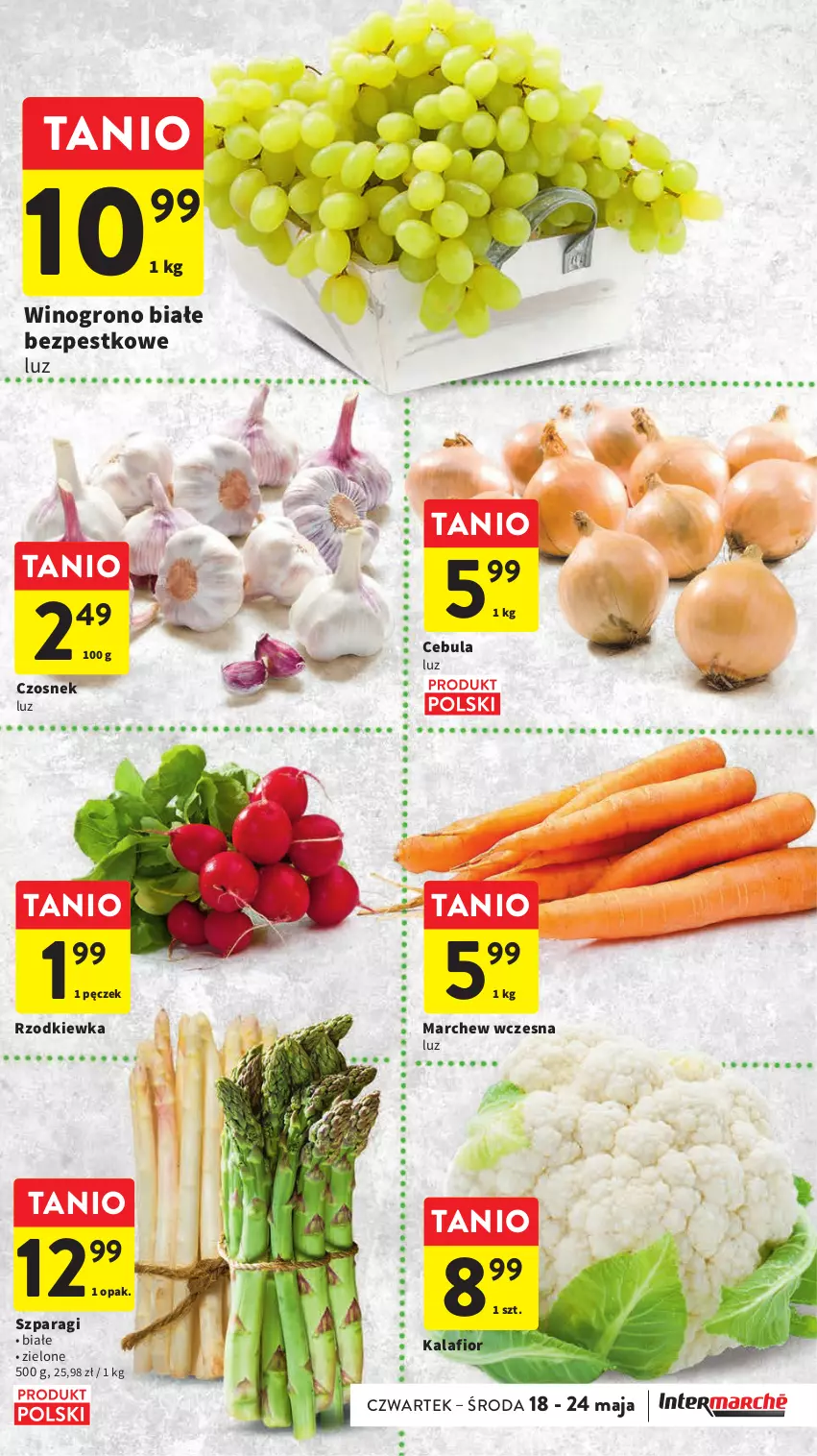 Gazetka promocyjna Intermarche - Gazetka Intermarche - ważna 18.05 do 24.05.2023 - strona 13 - produkty: Cebula, Czosnek, Kalafior, Rzodkiewka, Wino