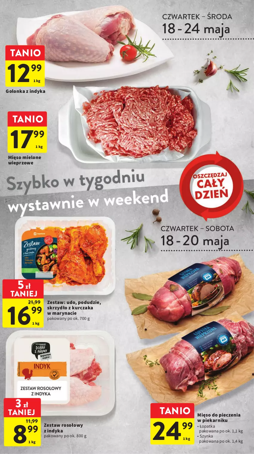 Gazetka promocyjna Intermarche - Gazetka Intermarche - ważna 18.05 do 24.05.2023 - strona 15 - produkty: Golonka z indyka, Kurczak, Mięso, Mięso mielone, Piec, Piekarnik, Szynka