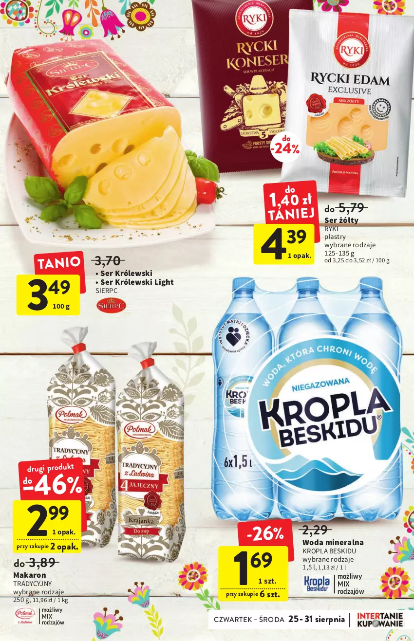 Gazetka promocyjna Intermarche - Gazetka Intermarche - ważna 25.08 do 31.08.2022 - strona 3 - produkty: Królewski, Makaron, Ser, Woda, Woda mineralna