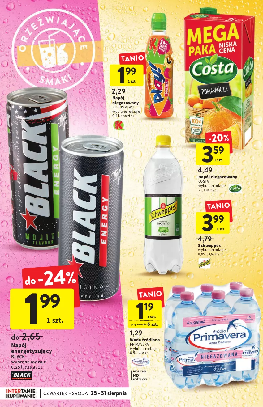 Gazetka promocyjna Intermarche - Gazetka Intermarche - ważna 25.08 do 31.08.2022 - strona 30 - produkty: Kubuś, Lack, LANA, Napój, Napój niegazowany, Prima, Primavera, Schweppes, Woda