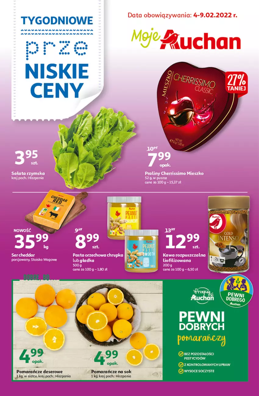 Gazetka promocyjna Auchan - Tygodniowe przeNISKIE CENY Moje Auchan - ważna 04.02 do 09.02.2022 - strona 1 - produkty: Deser, Pomarańcze, Ser, Sok