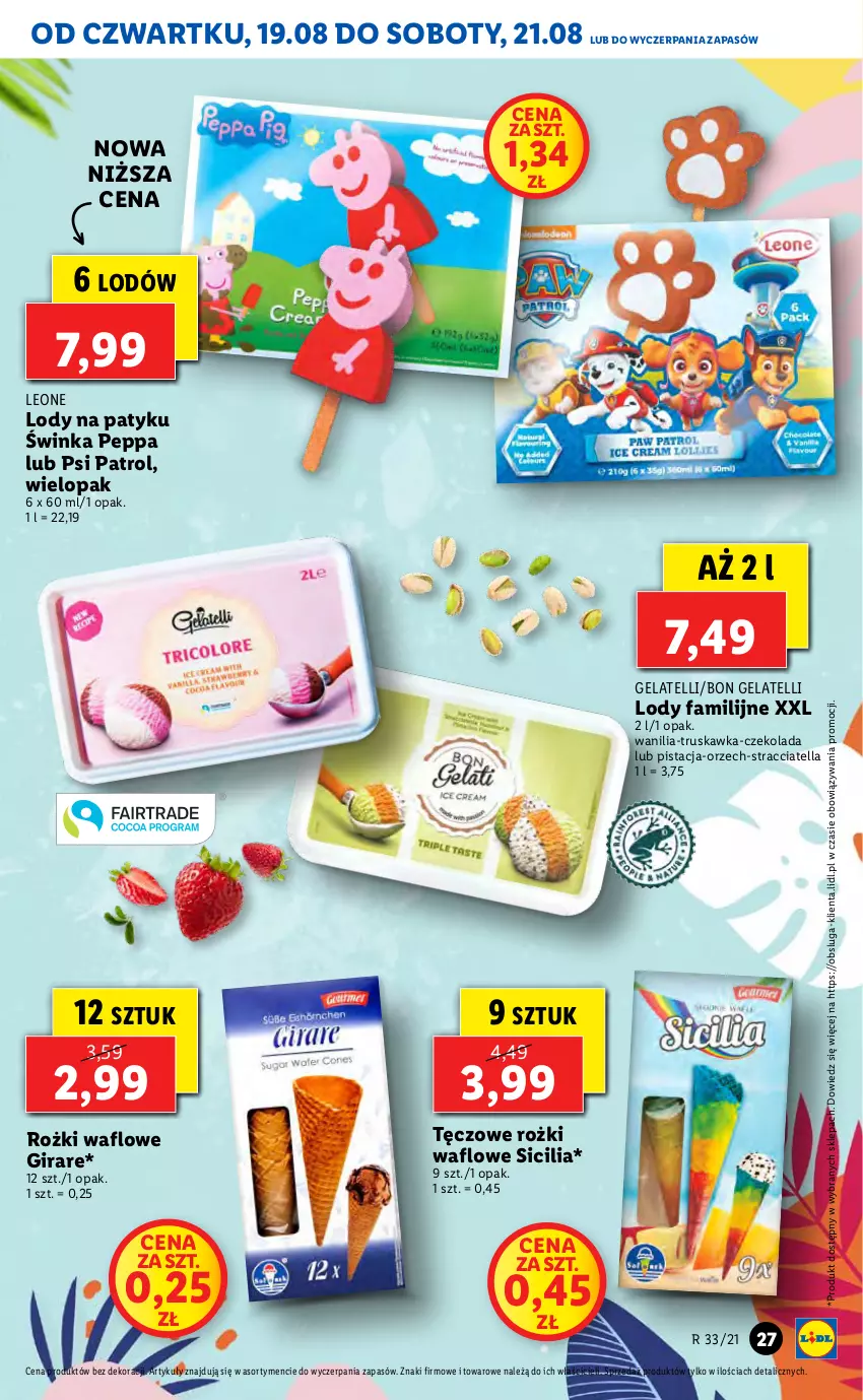 Gazetka promocyjna Lidl - GAZETKA - ważna 19.08 do 21.08.2021 - strona 27 - produkty: Czekolada, Fa, Inka, Leon, Lody, Psi Patrol