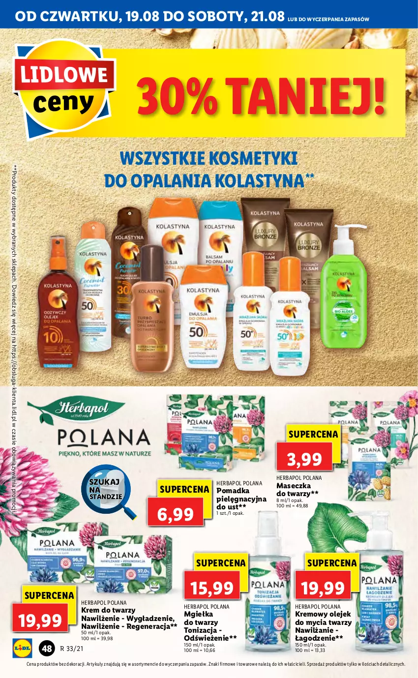 Gazetka promocyjna Lidl - GAZETKA - ważna 19.08 do 21.08.2021 - strona 48 - produkty: Herbapol, Krem do twarzy, LANA, Olej