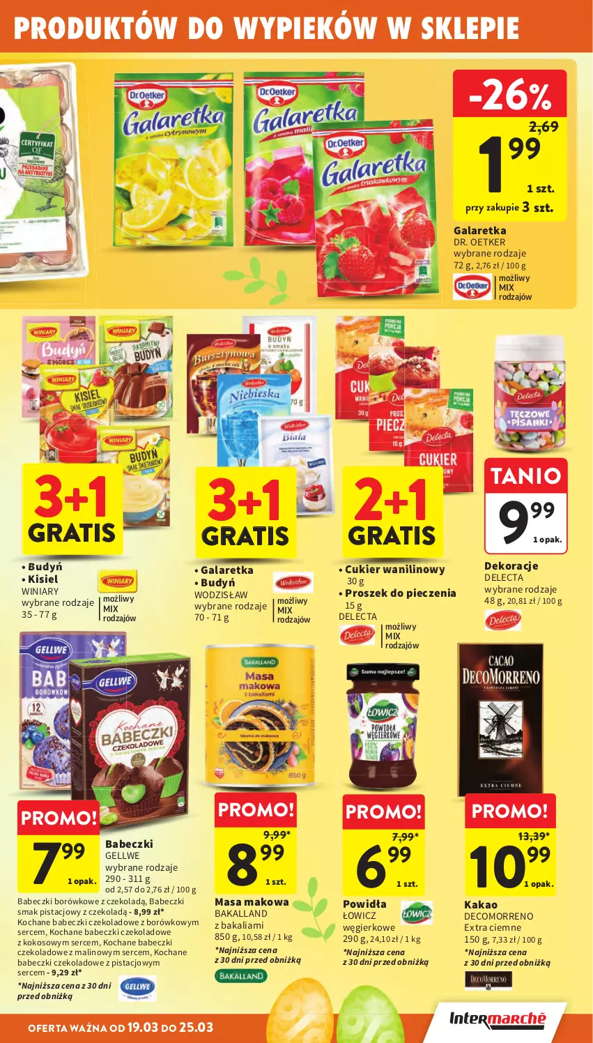 Gazetka promocyjna Intermarche - Gazetka promocyjna - ważna 19.03 do 25.03.2026 - strona 13 - produkty: Babeczki, Bakalland, Budyń, Cukier, Cukier wanilinowy, Delecta, Dr. Oetker, Gala, Galaretka, Gra, Kakao, Kisiel, Koc, Kokos, Piec, Proszek do pieczenia, Ser, Winiary