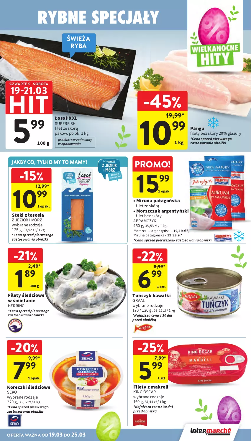 Gazetka promocyjna Intermarche - Gazetka promocyjna - ważna 19.03 do 25.03.2026 - strona 27 - produkty: Gra, Graal, Kawa, Koreczki śledziowe, Lazur, Miruna, Panga, Ryba, SEKO, Sos, Stek, Tago, Tuńczyk