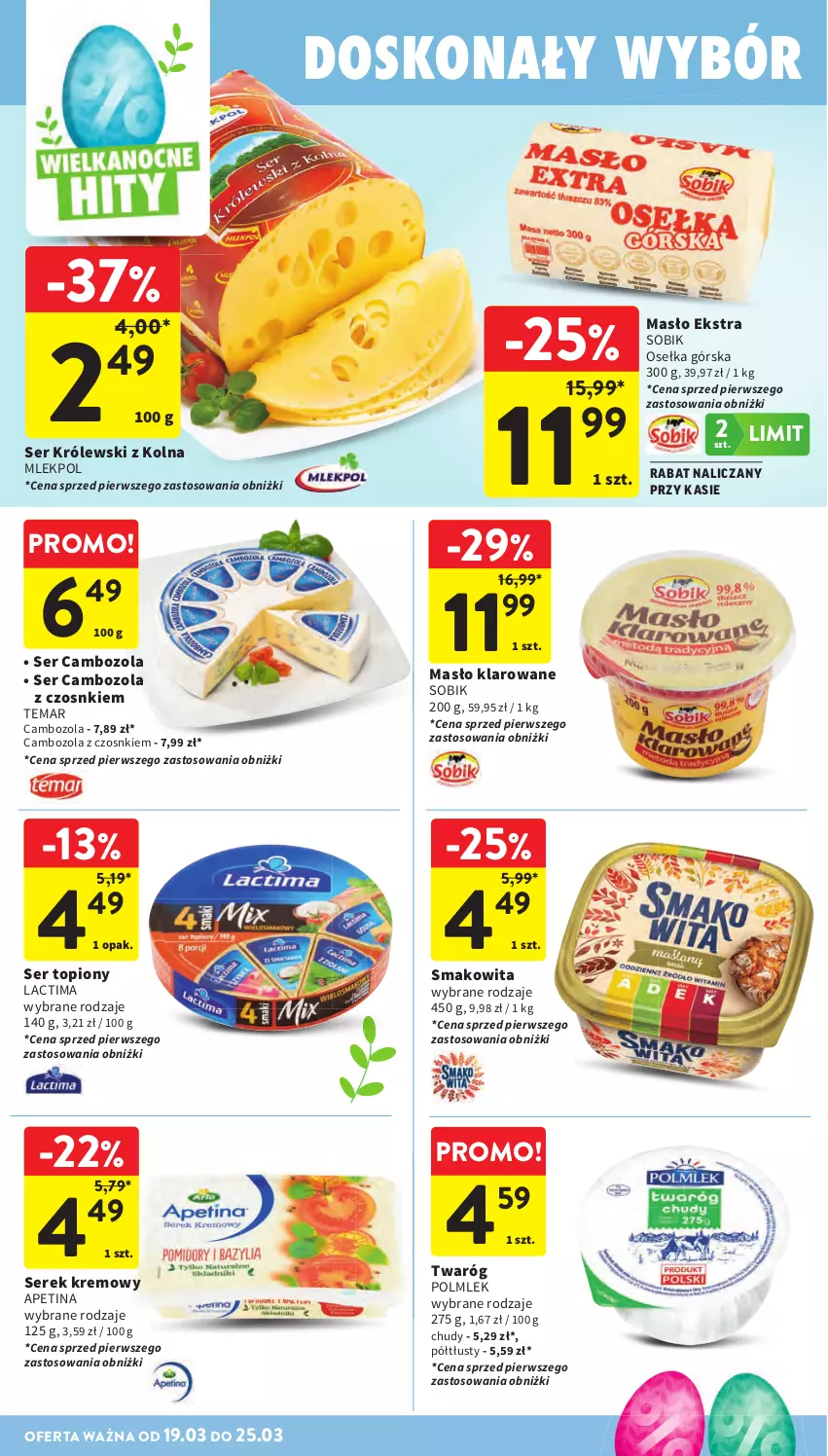 Gazetka promocyjna Intermarche - Gazetka promocyjna - ważna 19.03 do 25.03.2026 - strona 28 - produkty: Królewski, Masło, Masło klarowane, POLMLEK, Ser, Ser topiony, Serek, Smakowita, Top, Twaróg