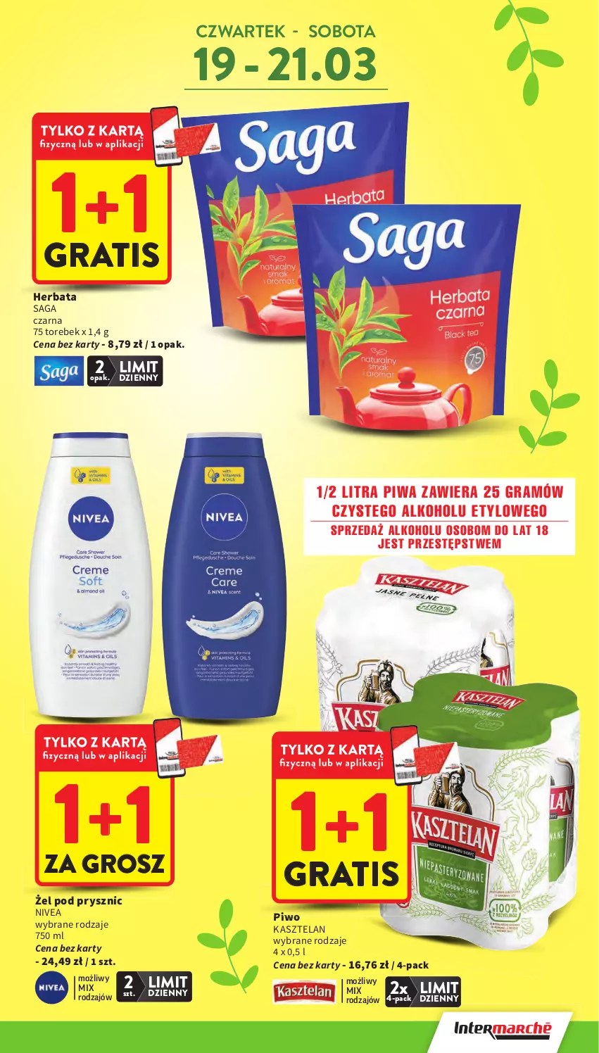 Gazetka promocyjna Intermarche - Gazetka promocyjna - ważna 19.03 do 25.03.2026 - strona 3 - produkty: Gra, Herbata, Kasztelan, Nivea, Piwa, Piwo, Saga