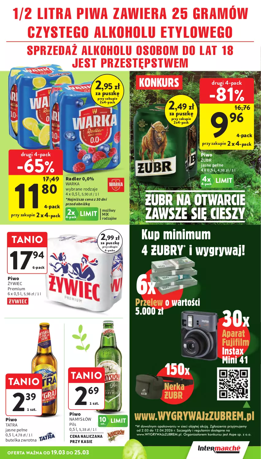 Gazetka promocyjna Intermarche - Gazetka promocyjna - ważna 19.03 do 25.03.2026 - strona 39 - produkty: Gra, Namysłów, Piwa, Piwo, Radler, Tatra, Warka
