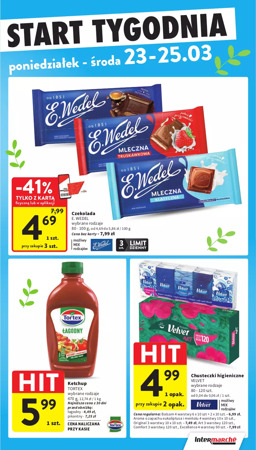 Gazetka promocyjna Intermarche - Gazetka promocyjna - ważna 19.03 do 25.03.2026 - strona 47 - produkty: Chusteczki, Czekolada, E. Wedel, Gin, Ketchup, Velvet