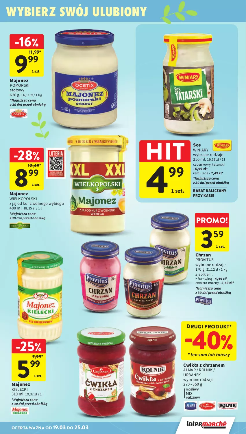 Gazetka promocyjna Intermarche - Gazetka promocyjna - ważna 19.03 do 25.03.2026 - strona 9 - produkty: Chrzan, Majonez, Rolnik, Sos, Winiary